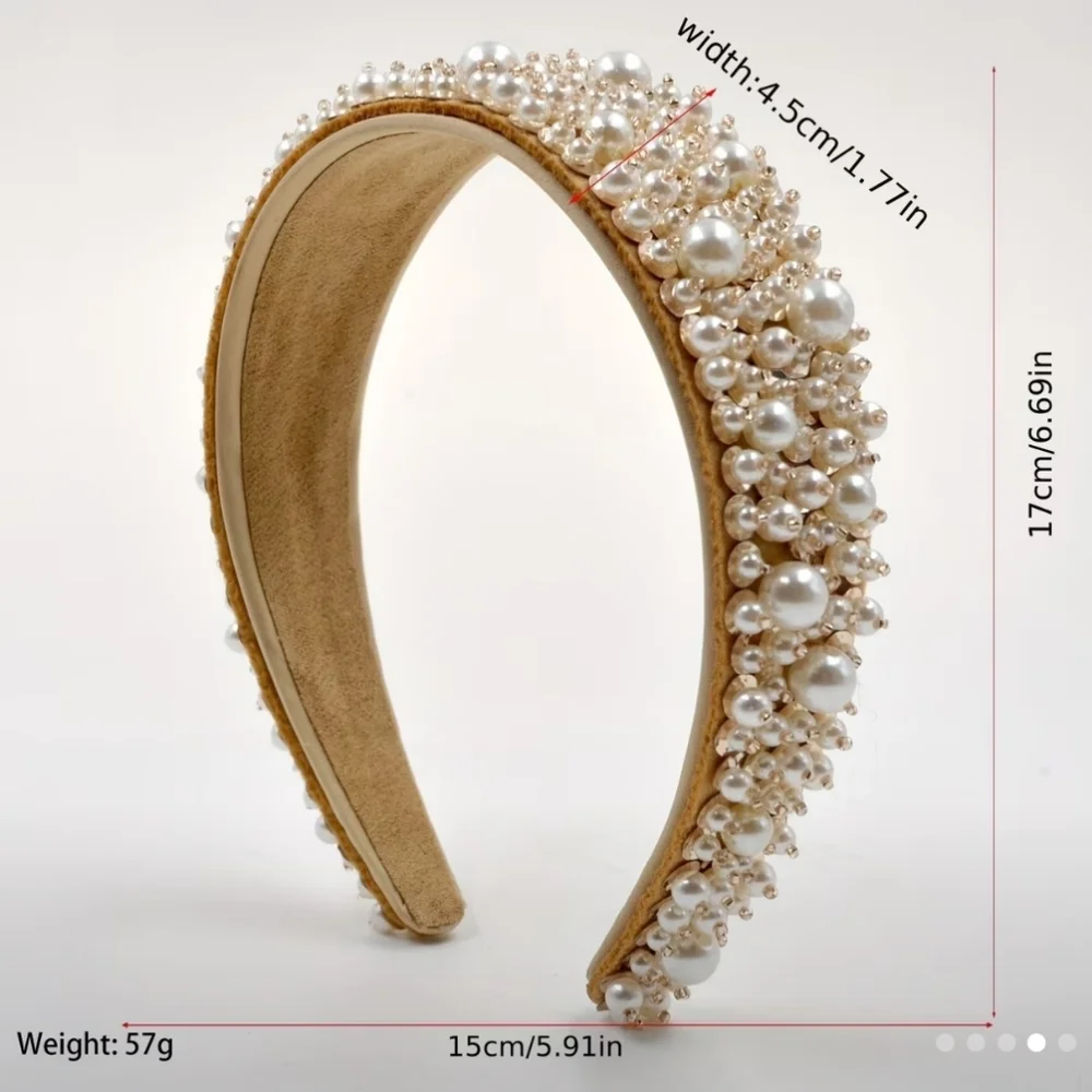 Pearl Embellished Headband, Golden  NEW